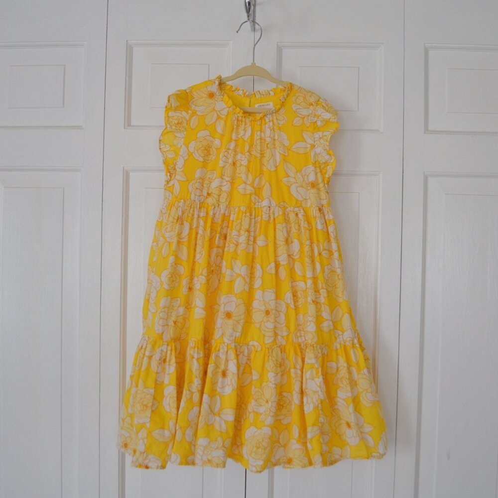 Crewcuts Girls Yellow Floral Tiered Dress Size 8